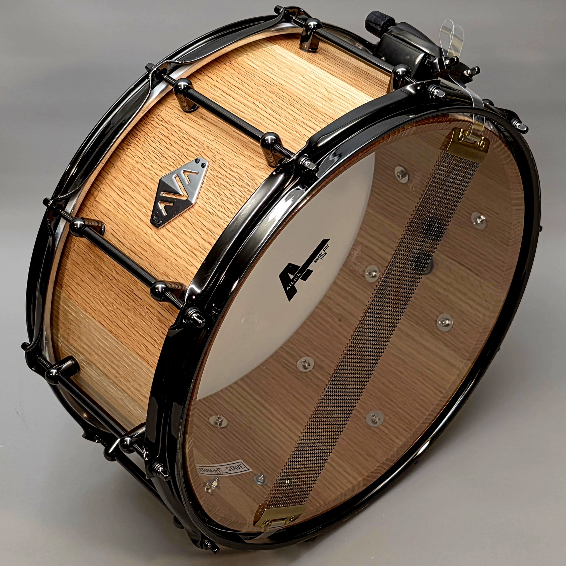 14 x 6.5 RED OAK STRAIGHT-STAVE BLACK NICKEL